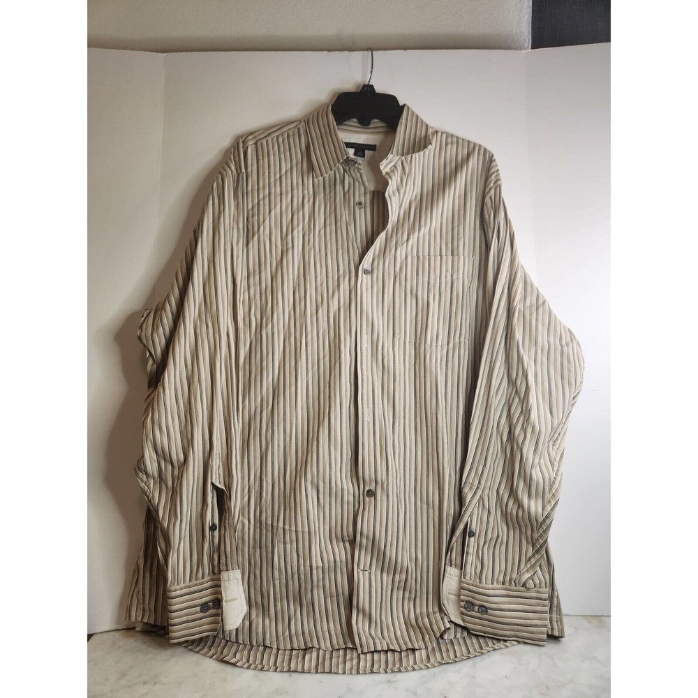 Banana Republic Long Sleeve Button Down Classic Fit Shirt Adult XL Brown Stripe